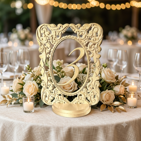 Número de mesa de filigrana para bodas y eventos