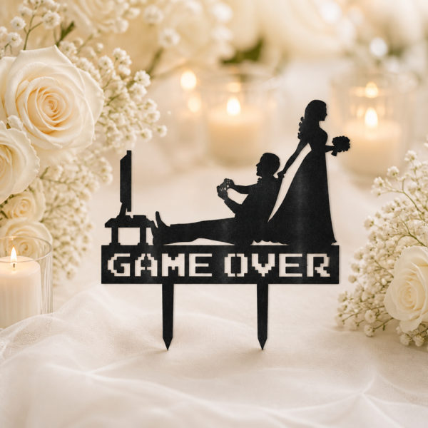 Topper de tarta «Game Over» (boda con humor)