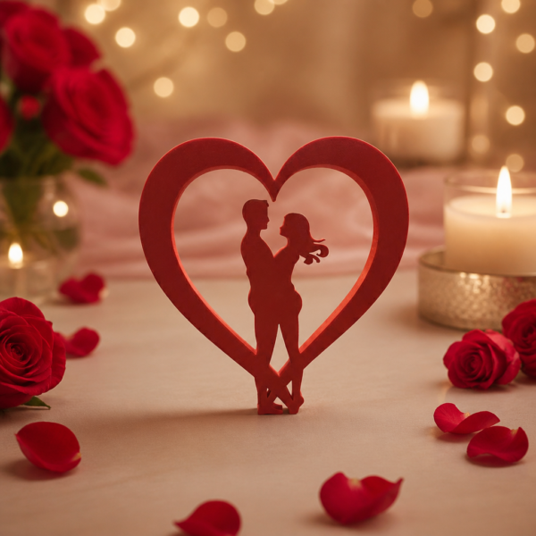 Silueta de corazón con pareja