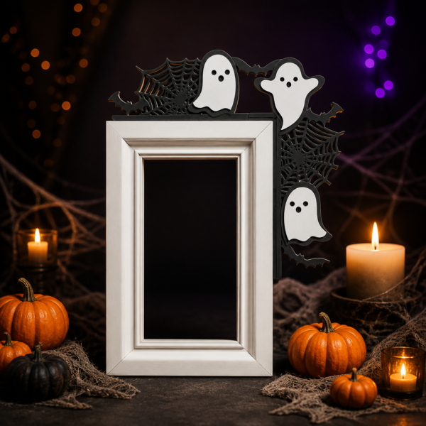 Decoración de puerta de Halloween (fantasma, telaraña y murciélago)